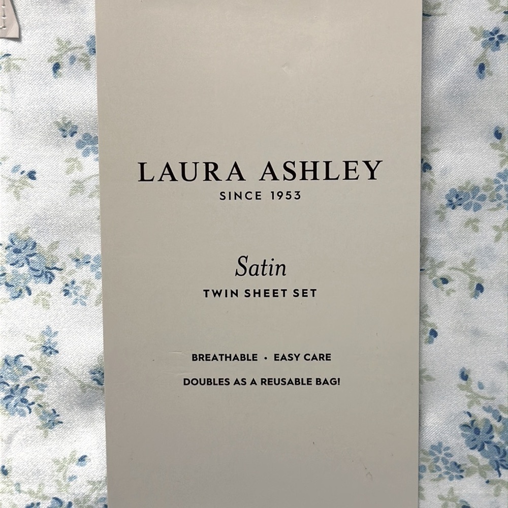 NWT Laura Ashley Satin Twin Sheet Set - Picture 2 of 4